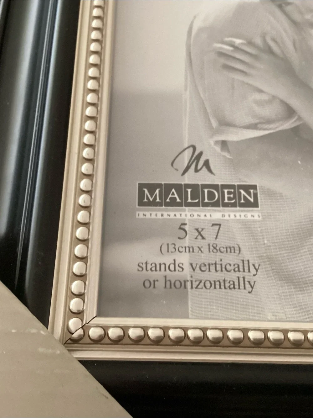 Malden Black 5x7 Photo Frame Set with Silver Beaded Trim